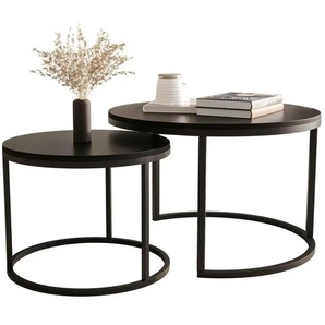 Selsey Couchtisch 2er Set Bello ¦ schwarz ¦ Maße (cm): H: 46 Ø: 70