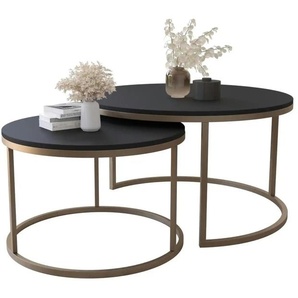 Selsey Couchtisch 2er Set  Bello ¦ schwarz ¦ Maße (cm): H: 46  Ø: 80