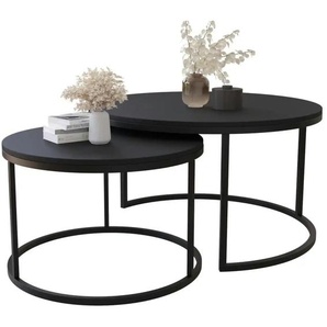 Selsey Couchtisch 2er Set Bello ¦ schwarz ¦ Maße (cm): H: 46 Ø: 80