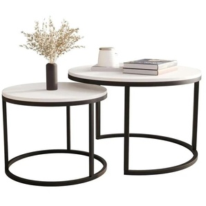 Selsey Couchtisch 2er Set Bello ¦ weiß ¦ Maße (cm): H: 46 Ø: 70