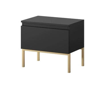 Selsey Nachtkommode mit goldenem Kufengestell - schwarz - Materialmix - 49 cm - 43 cm | Möbel Kraft