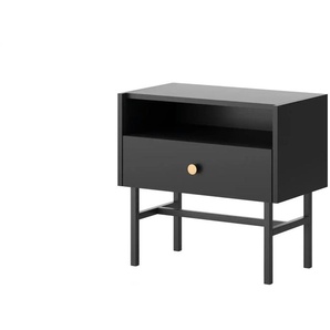 Selsey Nachtkommode mit schwarzem Kufengestell - schwarz - Materialmix - 54,8 cm - 52 cm | Möbel Kraft