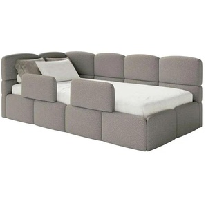 Selsey Polsterliege mit Matratze und Rausfallschutz - grau - Materialmix - 220 cm - 88 cm | Möbel Kraft