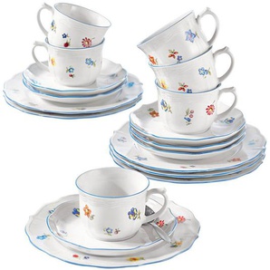 Seltmann Weiden Kaffeeservice, Blau, Weiß, Keramik, 18-teilig, Blume, 220 ml,220 ml, 15x15x30 cm, handbemalt, Essen & Trinken, Geschirr,