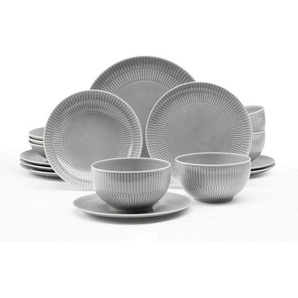 Seltmann Weiden Kombiservice Amina, Hellgrau, Keramik, 16-teilig, 980 ml, Essen & Trinken, Geschirr, Geschirr-Sets, Kombiservice