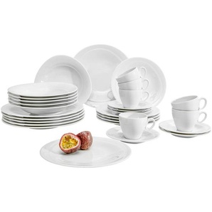 Seltmann Weiden Kombiservice Trio Weiss, Weiß, Keramik, 30-teilig, 230 ml,230 ml, hitzebeständig, Essen & Trinken, Geschirr, Geschirr-Sets, Kombiservice