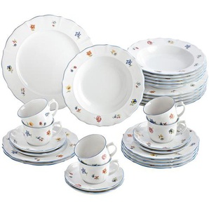 Seltmann Weiden Kombiservice, Weiß, Keramik, 30-teilig, Blume, 29.8x28.5x36.3 cm, Essen & Trinken, Geschirr, Geschirr-Sets, Kombiservice