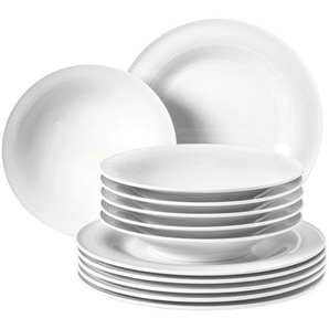 Seltmann Weiden Tafelservice Beat weiß uni, Weiß, Keramik, 12-teilig, Uni, Essen & Trinken, Geschirr, Geschirr-Sets, Tafelservice