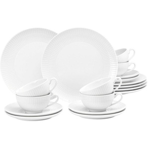 Seltmann Weiden Teeservice Geschirr-Set, 18 Teile, Amina, groß (18-tlg), 6 Personen, Porzellan, Tassen, Untertassen, Teller, Made in Germany, 18 Teile, für 6 Personen