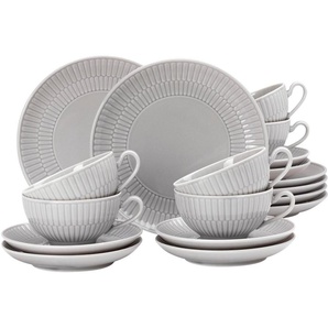 Seltmann Weiden Teeservice Geschirr-Set, 18 Teile, Amina, klein (18-tlg), 6 Personen, Porzellan, Tassen, Untertassen, Teller, Made in Germany, 18 Teile, für 6 Personen