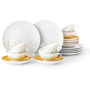 Seltmann Weiden Teeservice Geschirr-Set, 18 Teile, Liberty Meadow Grasses, klein (18-tlg), 6 Personen, Porzellan, Tassen, Untertassen, Teller, Made in Germany, 18 Teile, für 6 Personen