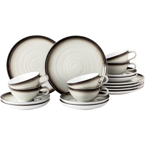 Seltmann Weiden Teeservice Geschirr-Set, 18 Teile, Terra Corso, klein (18-tlg), 6 Personen, Porzellan, Tassen, Teller, Untertassen, Made in Germany, 18 Teile, für 6 Personen