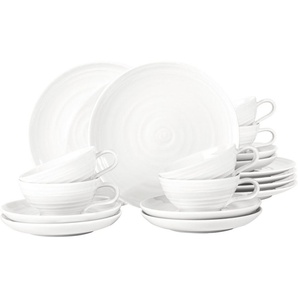 Seltmann Weiden Teeservice Geschirr-Set, 18 Teile, Terra, klein (18-tlg), 6 Personen, Porzellan, Tassen, Teller, Untertassen, Made in Germany, 18 Teile, für 6 Personen