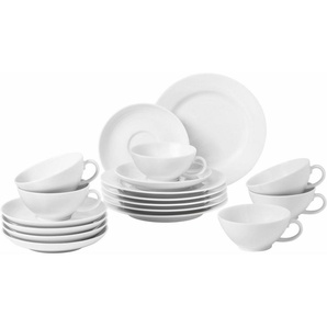 Seltmann Weiden Teeservice Geschirr-Set Rondo (18-tlg), 6 Personen, Porzellan, Tassen, Teller, Untertassen, 18 Teile, für 6 Personen Made in Germany