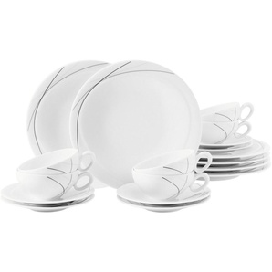 Seltmann Weiden Teeservice Geschirr-Set Trio Highline (18-tlg), 6 Personen, Porzellan, Tassen, Teller, Untertassen, Made in Germany, 18 Teile, für 6 Personen