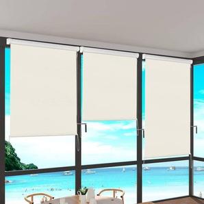 Senkrechtmarkise Balkonmarkise mit Handkurbel beige 140x140 cm - Woltu
