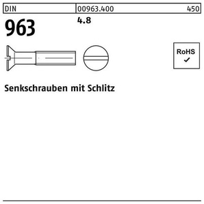 Senkschraube DIN 963 Schlitz M 4 x 10 4.8