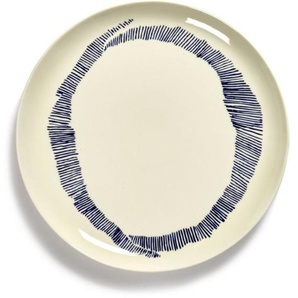 Serax Feast by Ottolenghi Speiseteller 2er Set - weiß swirl-stripes blau - 2 Teller à ø 26,5 cm - Höhe 2 cm