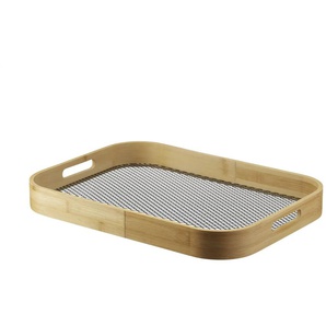KHG Serviertablett | holzfarben | Bambus,Metall | 33 cm | 4,6 cm |