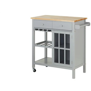 Servierwagen in Landhaus-Optik Butcher ¦ grau ¦ Maße (cm): B: 86,5 H: 88,5 T: 44.0