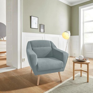 Sessel ANDAS Bille Gr. Luxus-Microfaser weich, B/H/T: 87 cm x 86 cm x 90 cm, grün (mint) Einzelsessel Loungesessel Sessel mit Naht im Rückenkissen und Eiche-Beinen, Design by Morten Georgsen