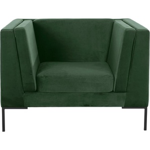 Sessel ANDAS Frode Gr. Samtvelours, B/H/T: 119 cm x 82 cm x 97 cm, grün (dunkelgrün) Einzelsessel Lounge-Sessel Lounge-Gartenmöbel mit eleganten Metallfüßen