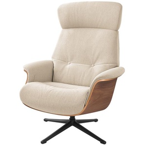 Sessel manuell verstellbar Beige Webstoff Saia Walnuss Schwarz 83 x 110 x 88cm