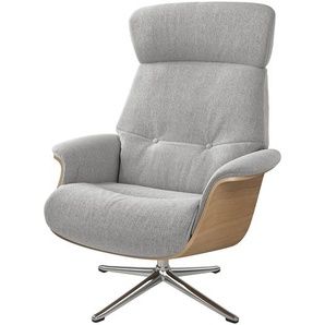 Sessel manuell verstellbar Grau/Hellgrau Webstoff Saia Eiche Chrom glänzend 83 x 110 x 88cm