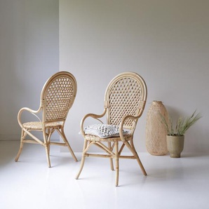 Sessel aus Rattan Lehnstuhl Stuhl mit Armlehnen Naturrattan