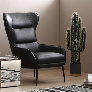 Sessel aus schwarzem Büffelleder - DINNIA