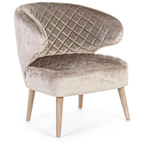 Sessel Bertrand 66,6x 63x 73cm Gepolstert Taupe Samt mit Beinen aus Kiefernholz