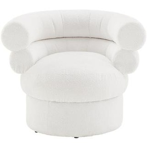 Sessel Boucléstoff, Weiß, mit Drehfunktion - Stuhl, Polstersessel, Polsterstuhl