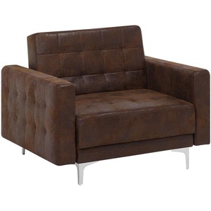 Sessel Braun Polsterbezug Metall Lederoptik Retro Stil verstellbare Rückenlehne Wohnzimmer