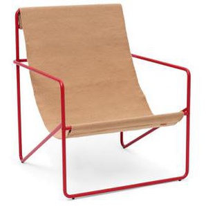 Sessel Desert textil beige / Gestell rot - Plastikflaschen-Recycling - Ferm Living - Beige