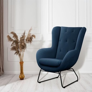 Sessel Designersessel ARTEMIS in Stoff Kronos Dunkelblau