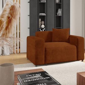 Sessel Designersessel MEGAN in Stoff Poso Rostbraun