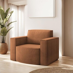 Sessel Designersessel PALMA in Stoff Noel Ziegelrot