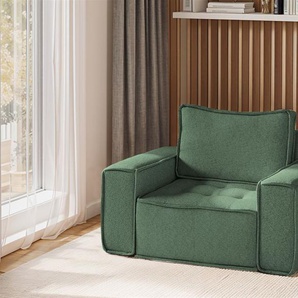 Sessel Designersessel SANDE Stoff Raven Flaschengrün