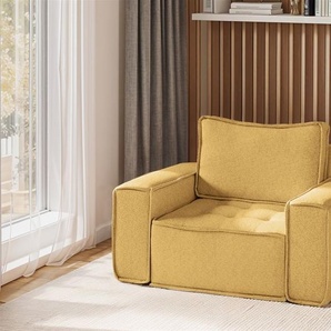 Sessel Designersessel SANDE Stoff Raven Honiggelb