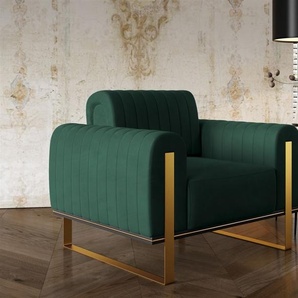 Sessel Designersessel VALERIE in Stoff Elisa Velvet Flaschengrün