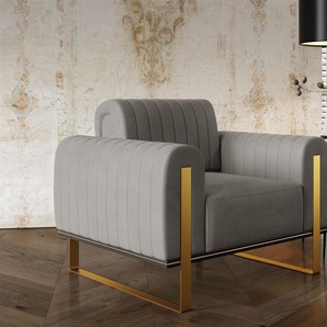 Sessel Designersessel VALERIE in Stoff Elisa Velvet Hellgrau