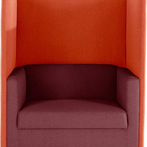 Sessel DOMO COLLECTION Kea Gr. Struktur grob, B/H/T: 100 cm x 129 cm x 80 cm, rot (bordeau x, orange) Einzelsessel mit praktischem Sichtschutz, Breite 100 cm