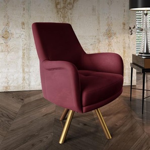 Sessel Drehsessel VALERIE in Stoff Stoff Elisa Velvet Bordeauxrot