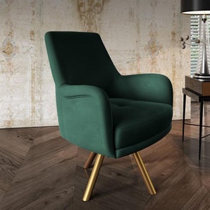 Sessel Drehsessel VALERIE in Stoff Stoff Elisa Velvet Flaschengrün