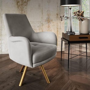 Sessel Drehsessel VALERIE in Stoff Stoff Elisa Velvet Hellgrau