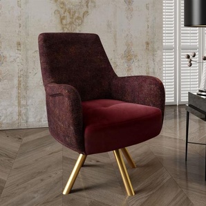 Sessel Drehsessel VALERIE in Stoff Touch Me und Elisa Velvet Bordeauxrot