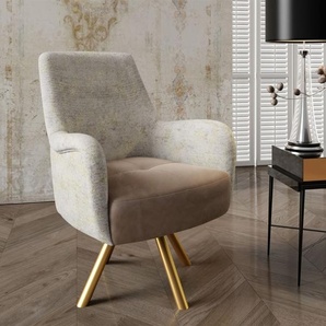 Sessel Drehsessel VALERIE in Stoff Touch Me und Elisa Velvet Cappuccino-Beige