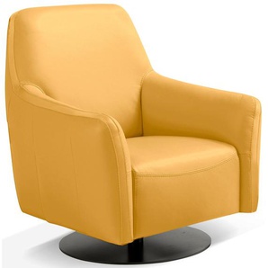 Sessel EGOITALIANO Felicity Gr. Leder BULL, Wippfunktion-Drehfunktion, B/H/T: 77 cm x 88 cm x 85 cm, gelb Einzelsessel drehbar und mit Wipp-Funktion