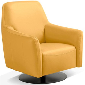 Sessel EGOITALIANO Felicity Gr. Leder BULL, Wippfunktion-Drehfunktion, B/H/T: 77 cm x 88 cm x 85 cm, gelb Einzelsessel