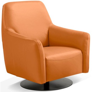 Sessel EGOITALIANO Felicity Gr. Leder BULL, Wippfunktion-Drehfunktion, B/H/T: 77 cm x 88 cm x 85 cm, orange Einzelsessel